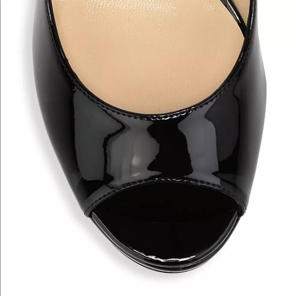 Jimmy Choo Peep-toe Patent Leather Slingback Platform Pumps - Picture 5 of 13